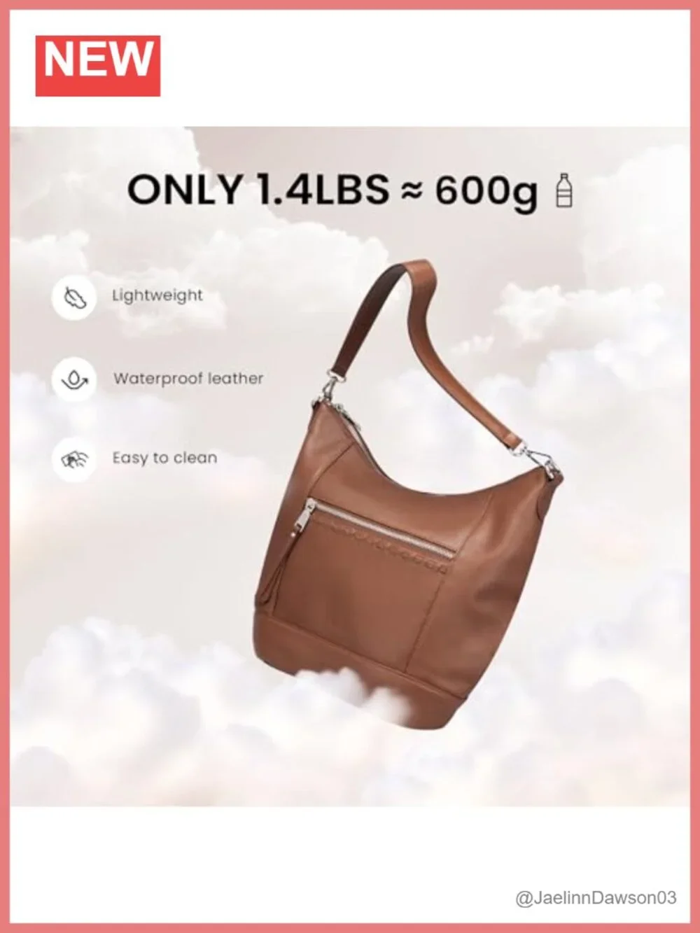 Genuine Leather Crossbody Hobo Purse for Women Soft Lightweight Handbags with 2